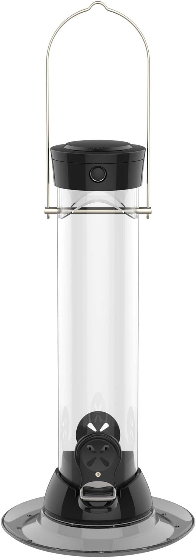 Droll YankeesOnyx Clever Clean and Fill Nyjer Seed Bird Feeder, 12 Inches, 2 Ports, Black