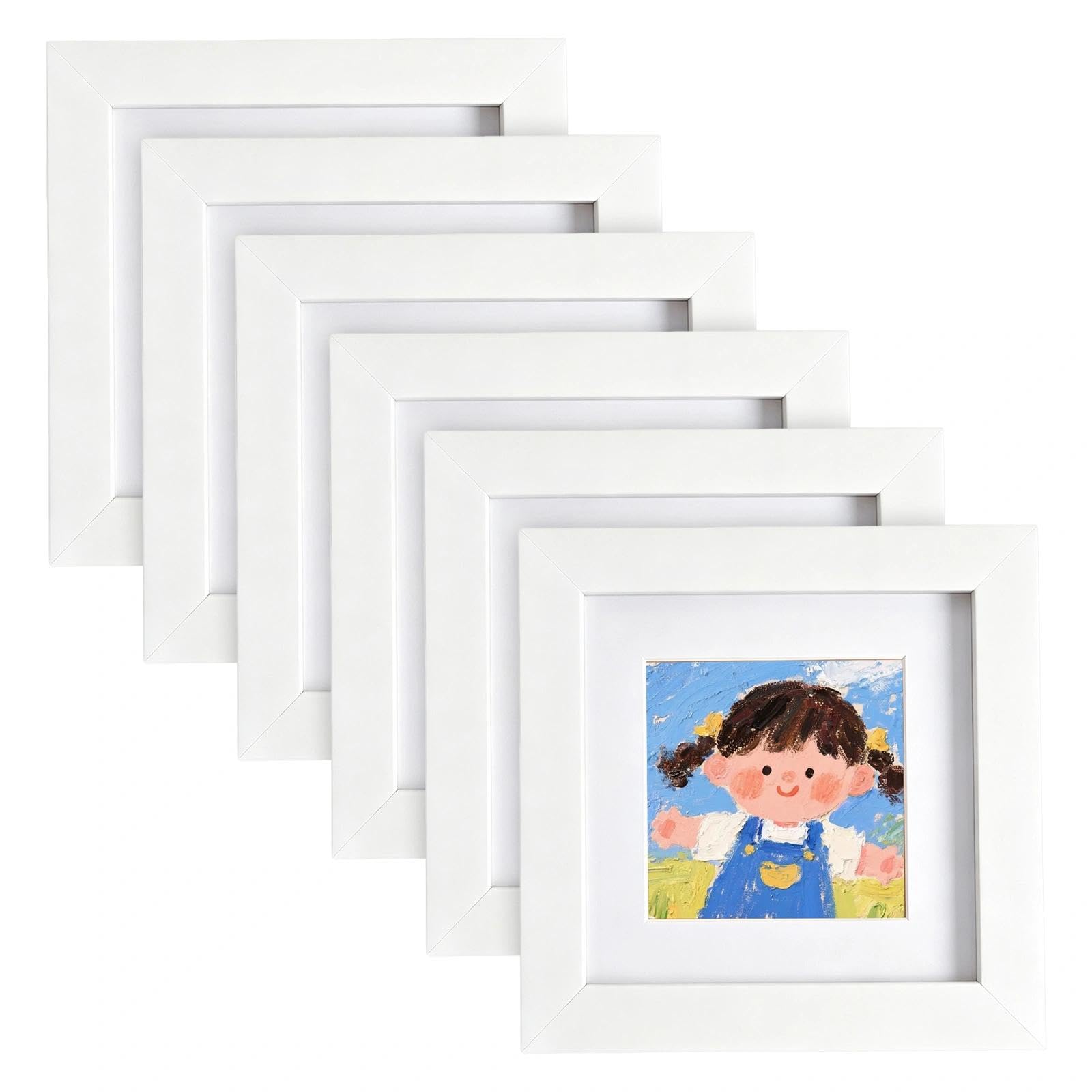4x4 Photo Frames, 6 Pcs Square Picture Frames, Small Photo Frame(White)
