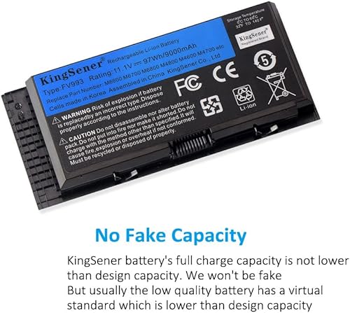 Miniatura 7 de KINGSENER FV993 M6600 - Batería para portátil Dell Precision M4600 M4700 M6600 M6700 Fit para PG6RC R7PND 0TN1K5 FV993 FJJ4W T3NT1 V7M28 97WH