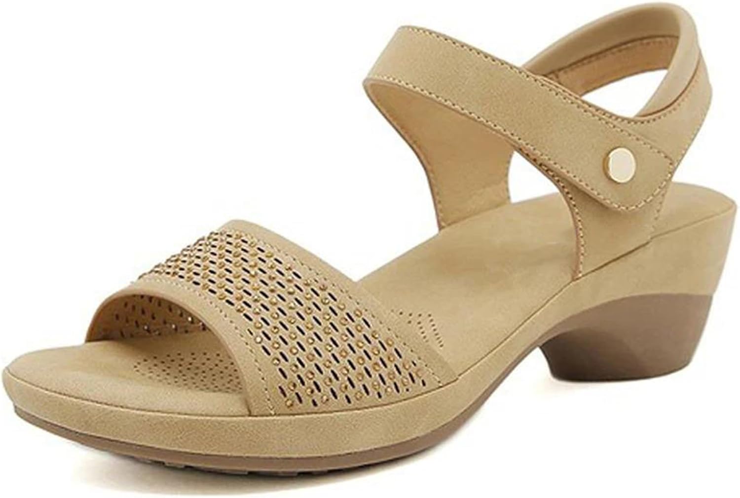 Women’s Wedge Sandals Rhinestone Detail Non Slip Sole Summer Beach Casual Shoes for Comfort Daily Walking
