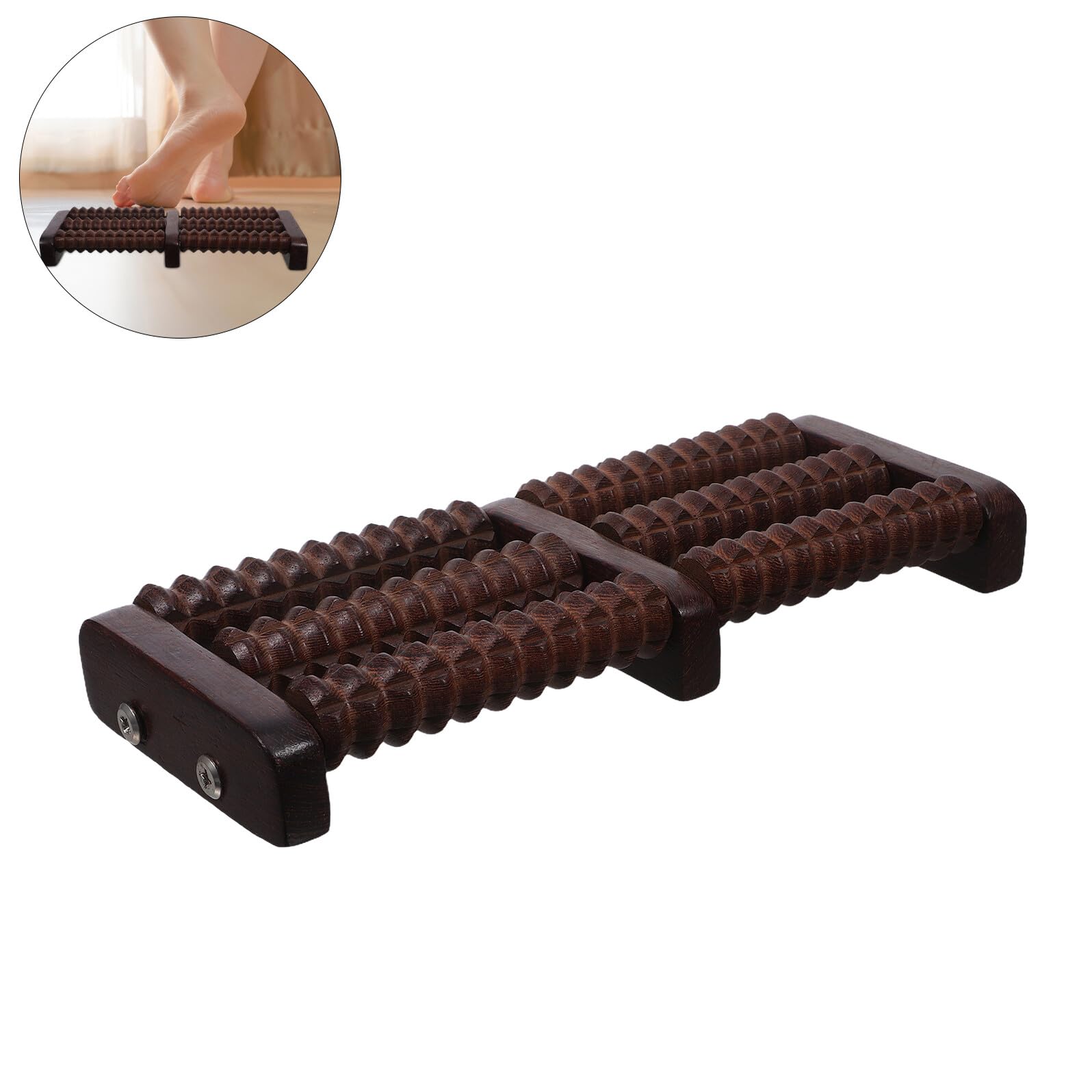 Massaggiatore per Piedi in Legno Rullo Multirullo Strumento per Massaggio AI Piedi e Polpacci Compatto e Silenzioso per Relax da Viaggio e Uso Sotto Scrivania