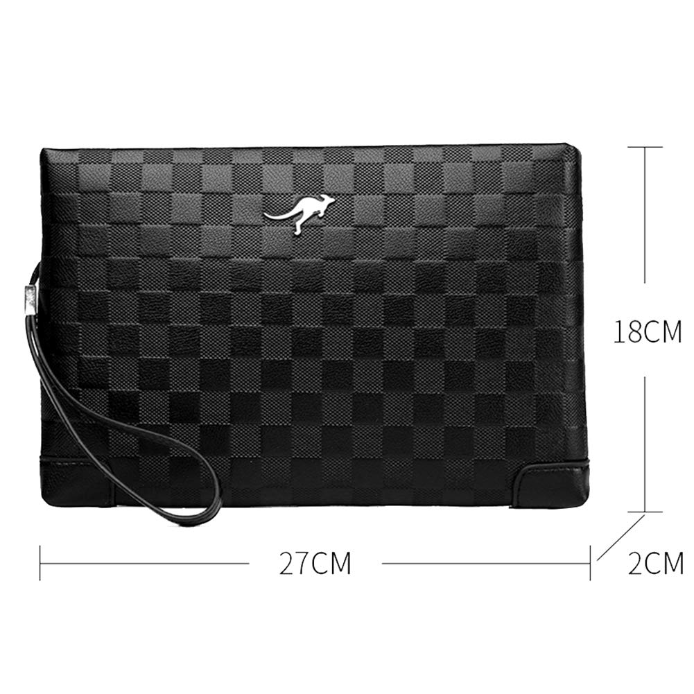 Aideal Pochette Elegante Uomo Borsa a Mano Nera Borsellino da Polso con Zip per lavoro/viaggio/casual, 26.5x17.5cm