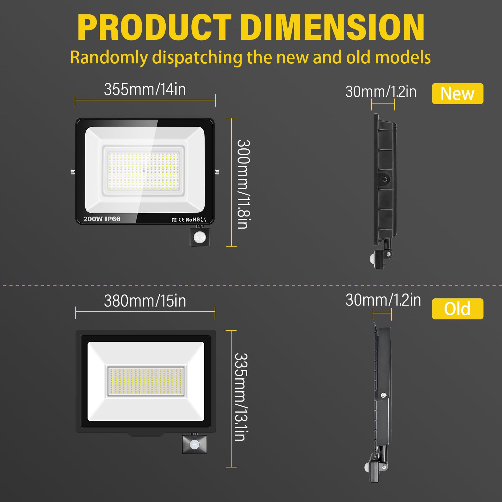 AUXTINGS 200W LED Strahler mit Bewegungsmelder, 20000lm LED Scheinwerfer 6000K LED Fluter Kaltweiß Aussenstrahler Flutlicht Aussenlampe Beleuchtung für Innenhöfe Sportplatz Garage Garten Werkstatt