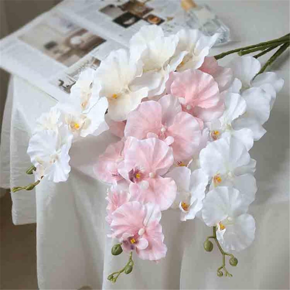 Decorazioni floreali Simulazione Phalaenopsis Fiori finti Disposizione da tavolo Soggiorno Decorativo Vaso di vetro Matrimonio