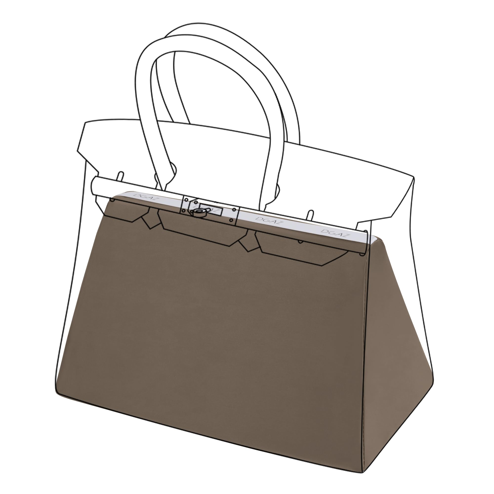 DGAZ Silk Bag Pillow Insert Shaper Fits Birkin 20/25/30/35/40, Silky Smooth Bag Insert, Luxury Handbag & Bag Shaper (BK25, Etoupe Grey)