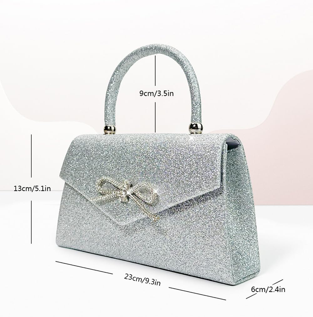 Trisapu Womens Evening Bag Sparkly Bow Clutch Purse Wedding Party Purses Glitter Rhinestone Cocktail Prom Handbags