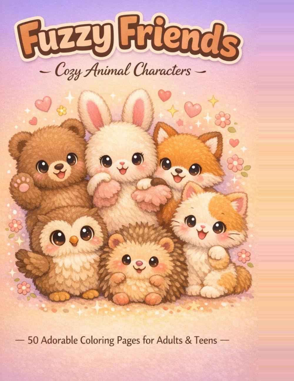 Fuzzy Friends: Cozy Animal Characters | 50 Adorable Coloring Pages for Adults and Teens