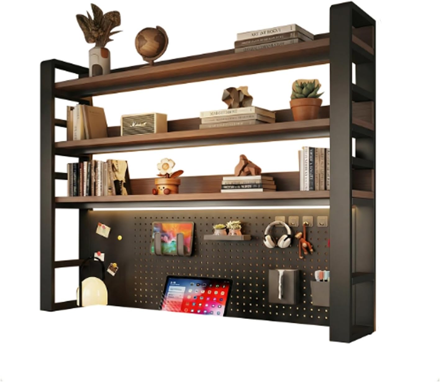 Desktop Shelf Organizer With Pegboard,Space Saving Desk Storage For Office
