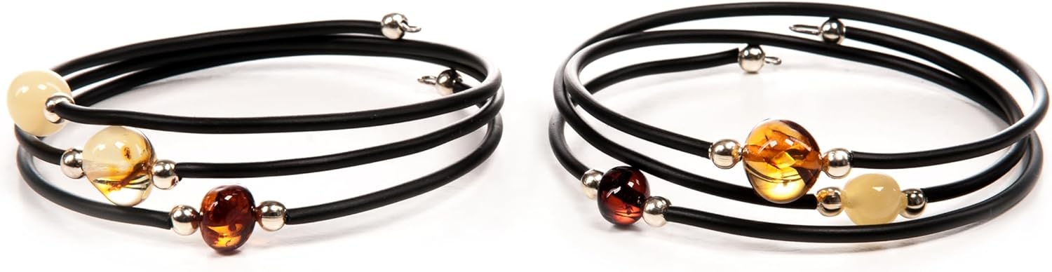 Baltic Amber Bracelet 3 pieces for Women/Teens - Hand Made from Polished/Certified Baltic Amber Beads - Image 6