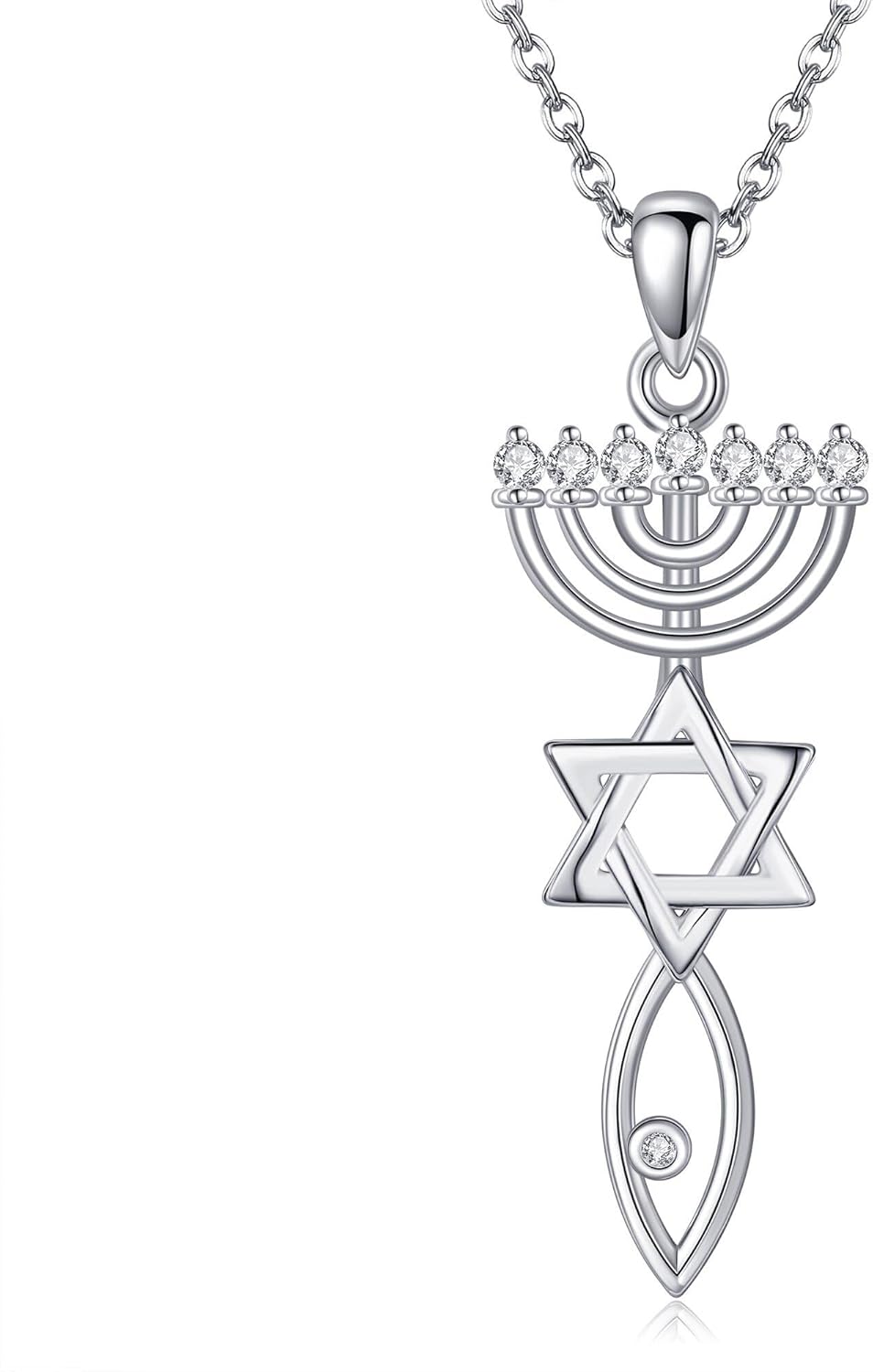 URONE Messianic Necklace 925 Sterling Silver Messianic Seal Pendant Menorah Jewish Jewelry Gifts for Women Men