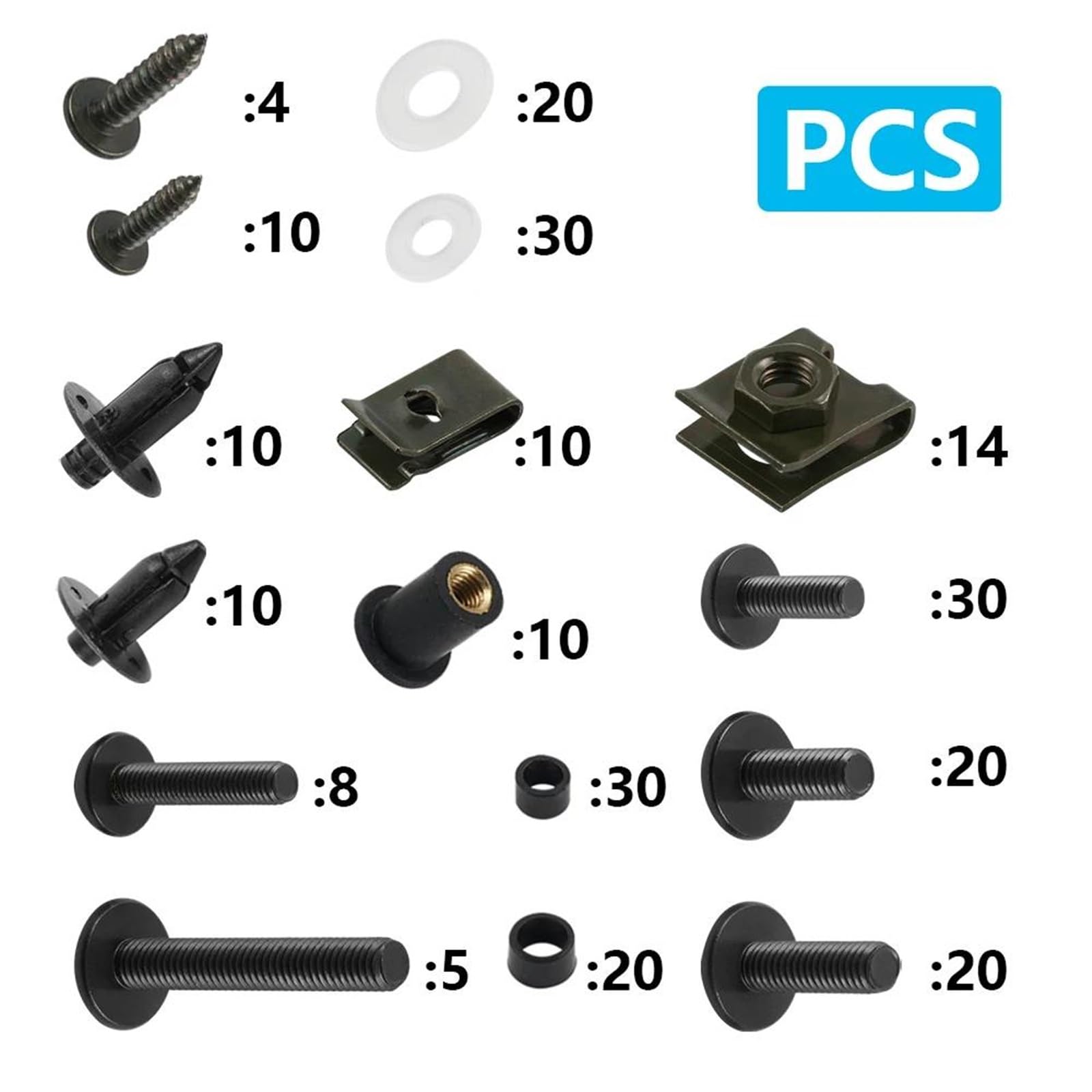 Dadi Per Parabrezza Moto Viti Kit Di Bulloni Per Carenatura Da 253 Pezzi Per CBR600RR Per CBR900RR Per CBR1000RR Per CBR600 F F2 F3 F4 F4i Bulloni Viti Dadi Clip Vite(Argento)