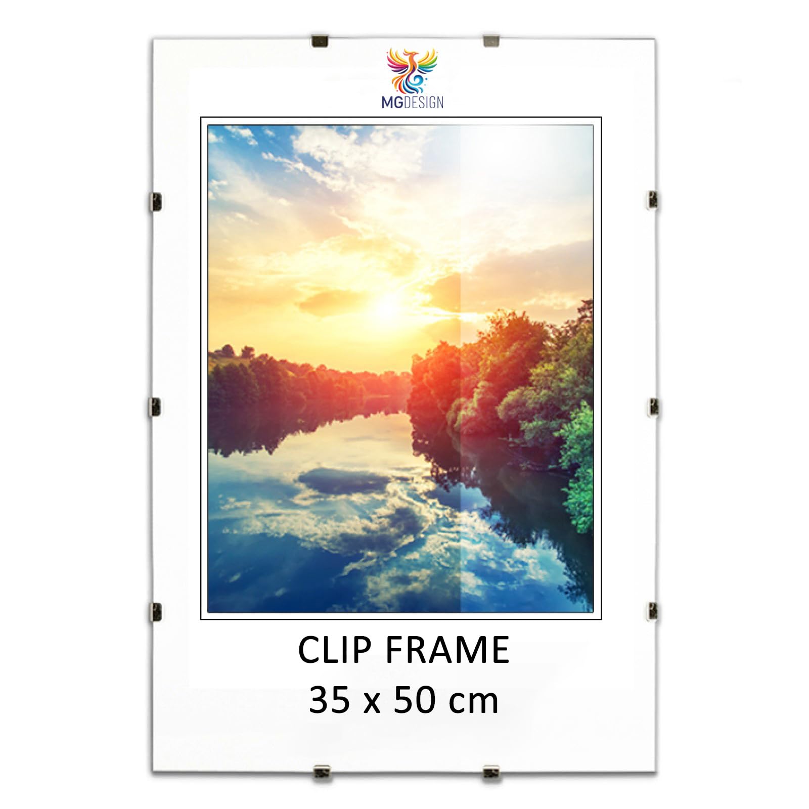 MG Design Clip Frame 14 x 20 in (35 x 50 cm) – Easy-to-Hang Shatterproof Acrylic Glass – For Posters, Photos & Certificates — image 1