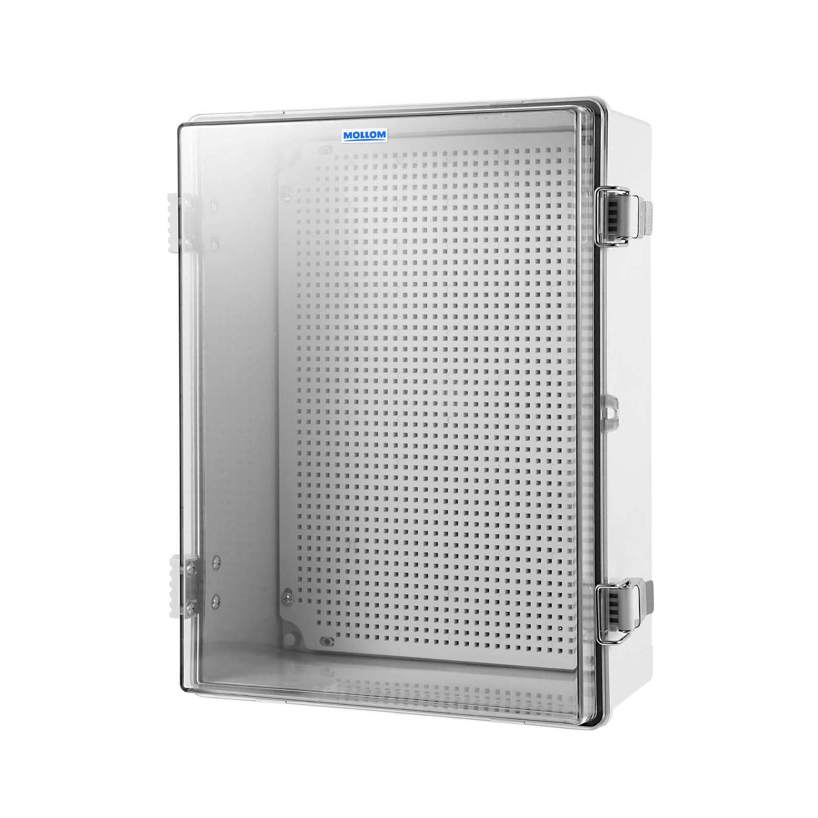 Mollom Caja de Empalme Exterior con Tapa Transparente（400x300x160mm） | Impermeable IP67,pestillo acero inox,placa de montaje con soportes de pared para proyectos eléctricos(15.7x11.8x6.3pulg)