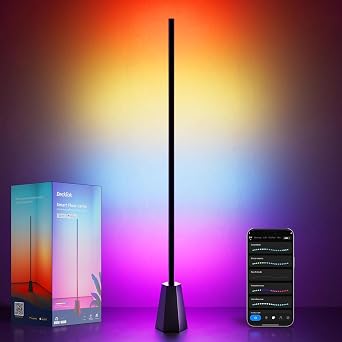 Smart Corner Floor Lamp, RGB LED Floor Lamp for Living Room Bedroom Gaming | 16 Million RGB Ambient / Adjustable CCT & Brightness / App, Alexa & Google Voice Control / Music Sync & Dynamic Scenes