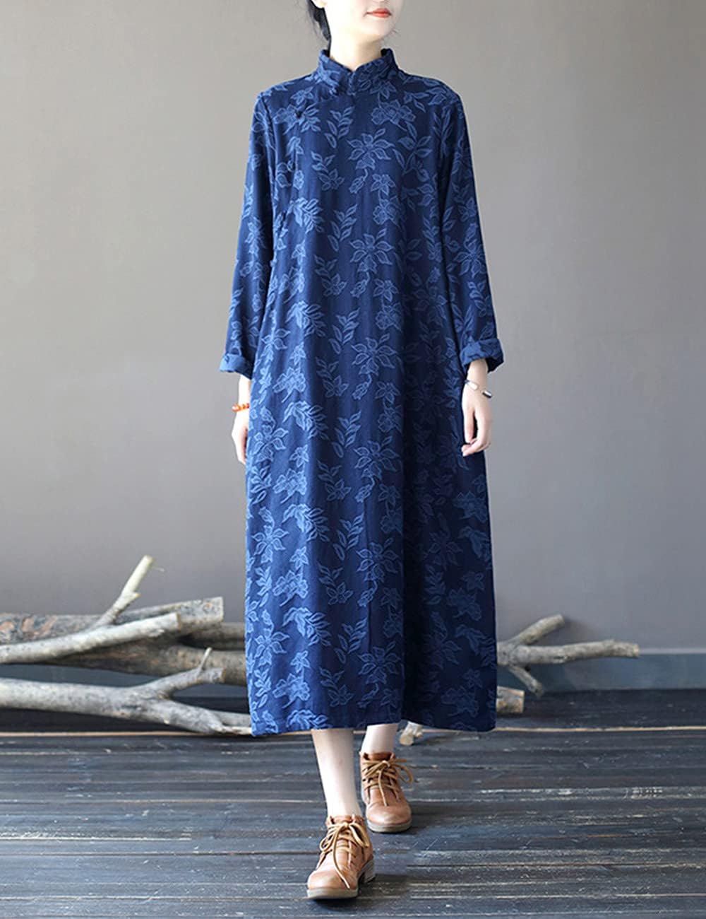 NFYM Fall Winter Women's Chinese Cheongsam Dress Cotton Jacquard Qipao Long Ethnic Modern Trend Dresses