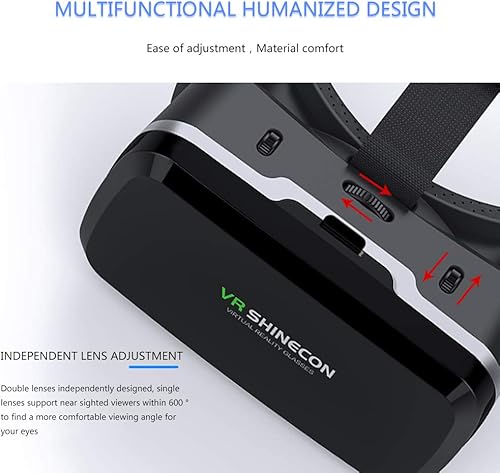 Vista 5 de Auriculares de realidad virtual HD con controlador/gamepad, auriculares VR para iPhone/Android, gafas 3D VR para TV, películas y videojuegos, gafas