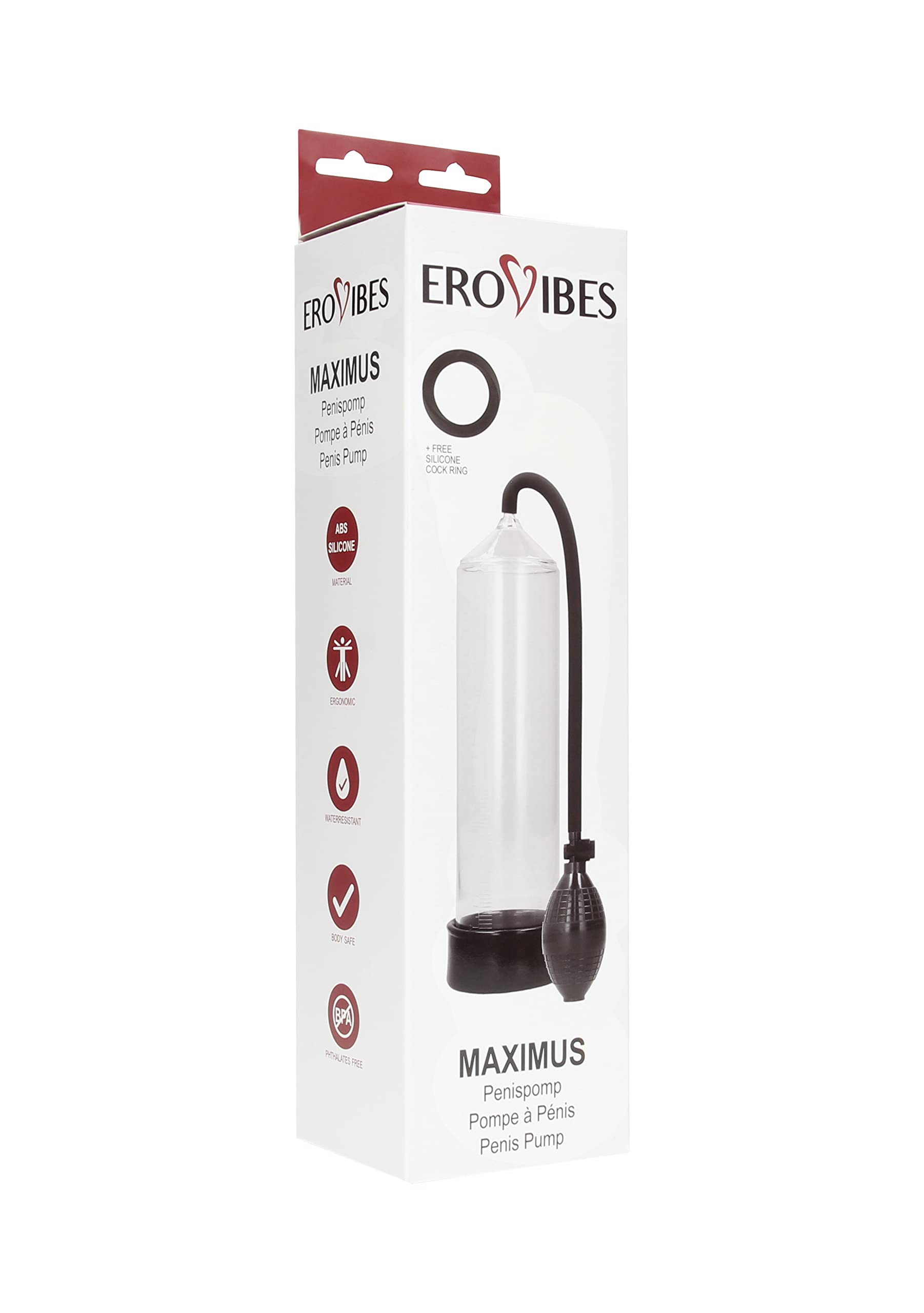 Erovibes Maximus - Penispumpe Mit Pennisring - Pennispumpe Vakuum -  Vakuumpumpe Für Den Mann Mit Ring