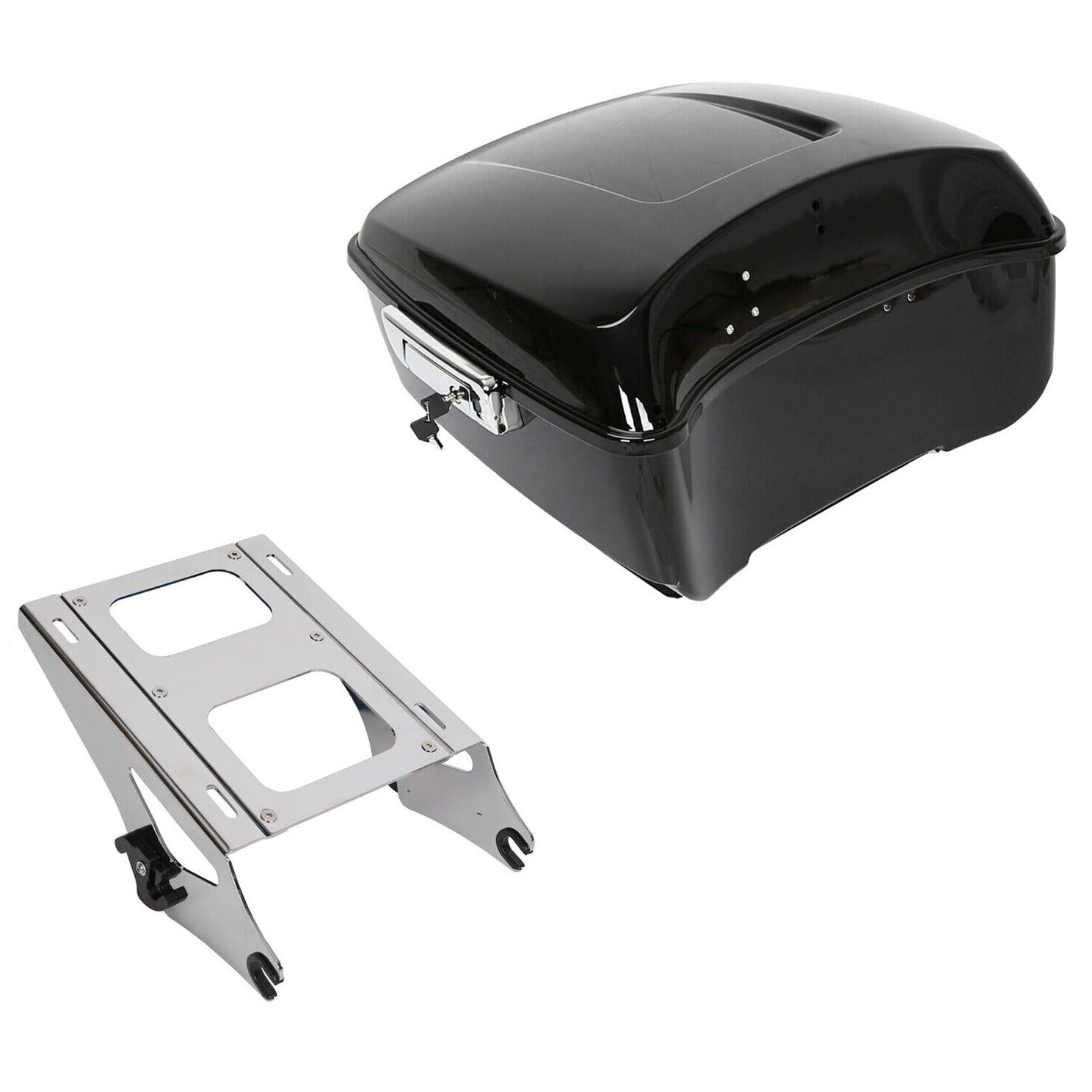 YUOQDKE for CVO 18-21 for 15-21 for Road King 14-21 for 14-21 FL Tour Pak Trunk w/2 up Luggage Rack Steel ABS Plastic Rear
