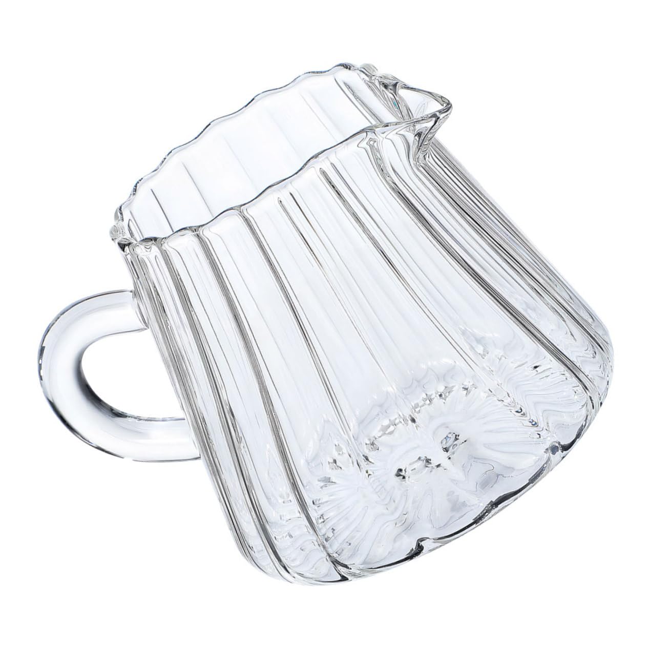 GLEAVI Jarra Pequeña de Leche de Vidrio Borosilicato de 350ml Boquilla de Precisión y Diseño Vertical Transparente para Uso Versátil en Oficina y Bar