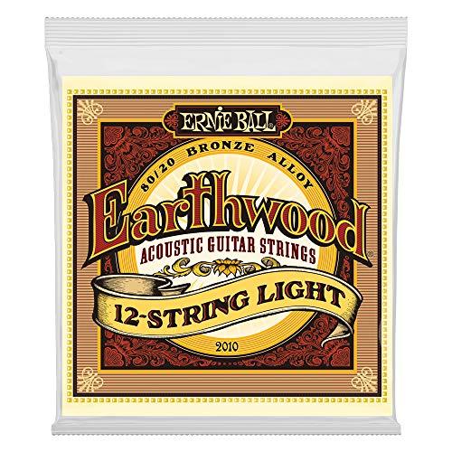 Ernie Ball Earthwood Cordes légères Bronze 80/20, pour guitare acoustique à 12 cordes, calibre 9-46 - Les Beatles, Paul McCartney, John Lennon, RIngo Starr, George Harrison Ernie Ball Earthwood Cordes légères Bronze 80/20, pour guitare acoustique à 12 cordes, calibre 9-46