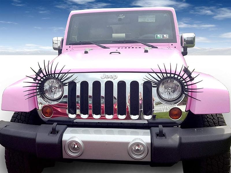 CarLashes para Jeep Wrangler JK 2006–2018 – Cílios Decorativos Pretos para Faróis