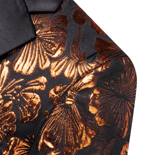 Image of Barry.Wang Mens Floral Blazer Suit Jacket Notched Lapel Casual Sport Coat | Flowers Jacquard One Button Tuxedo for Prom Wedding Party Disco Dinner Banquet Cocktail Homecoming Travel,Regular Fit