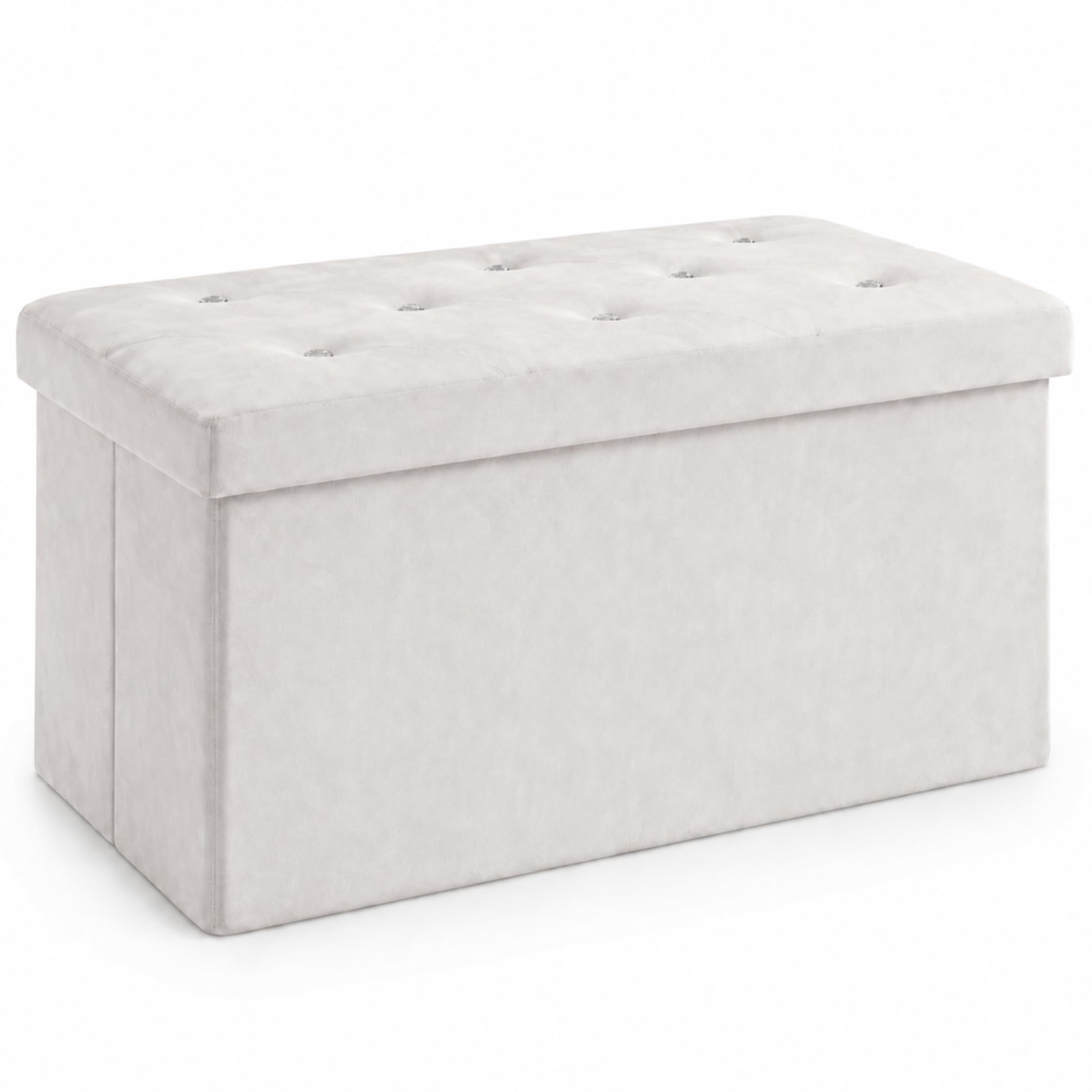 Diamond Tufted Storage Ottoman Bench with Padded Seat & Crystal Style Buttons, Multipurpose Storage Box Footstool, Bedroom Blanket Toy Storage Chest, Upholstered Window Seat for Living Room