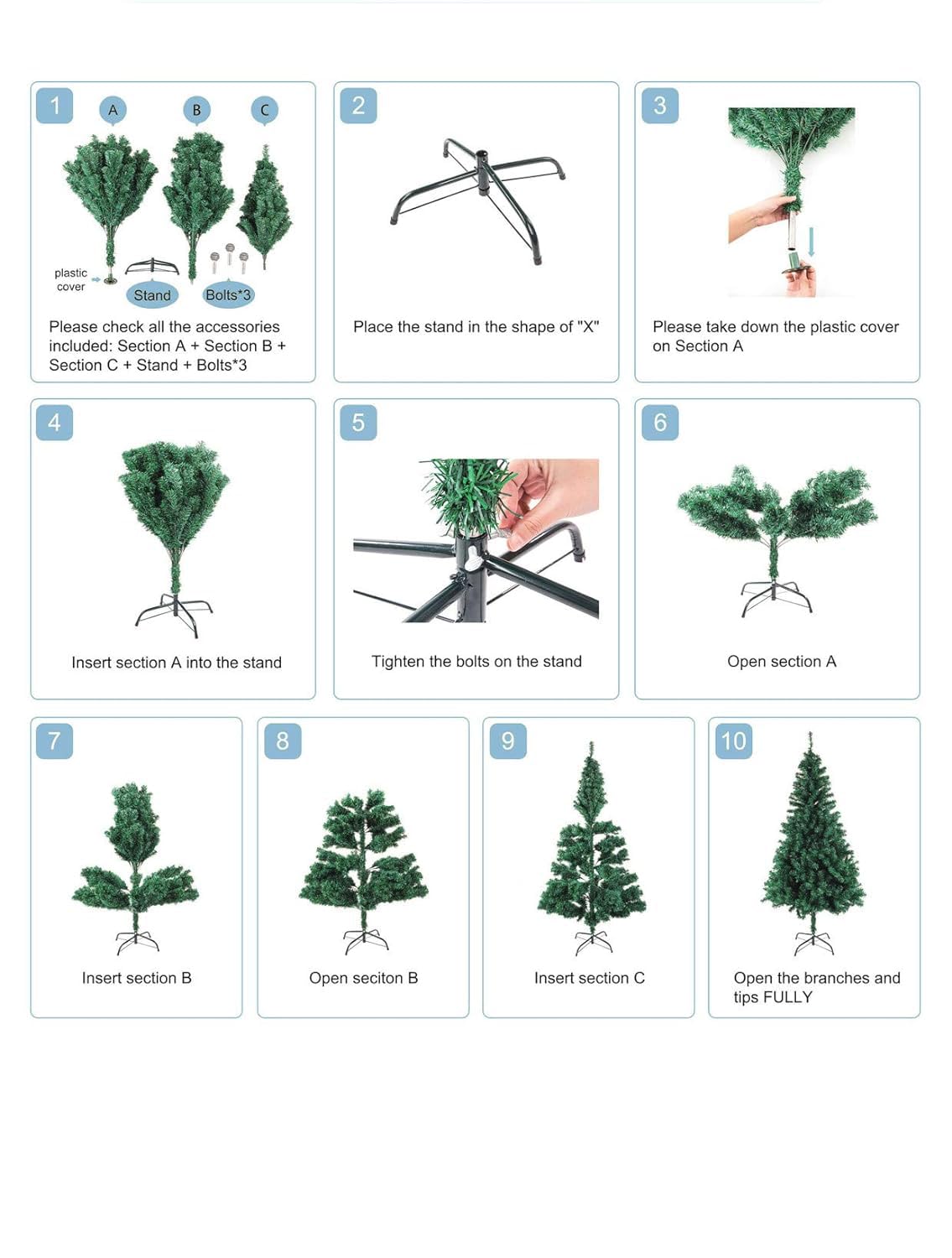 PLUS HOME Árbol de Navidad nevado con Base Soporte metálica tamaño210Cm(285Puntas) Pino con Nieve Blanco