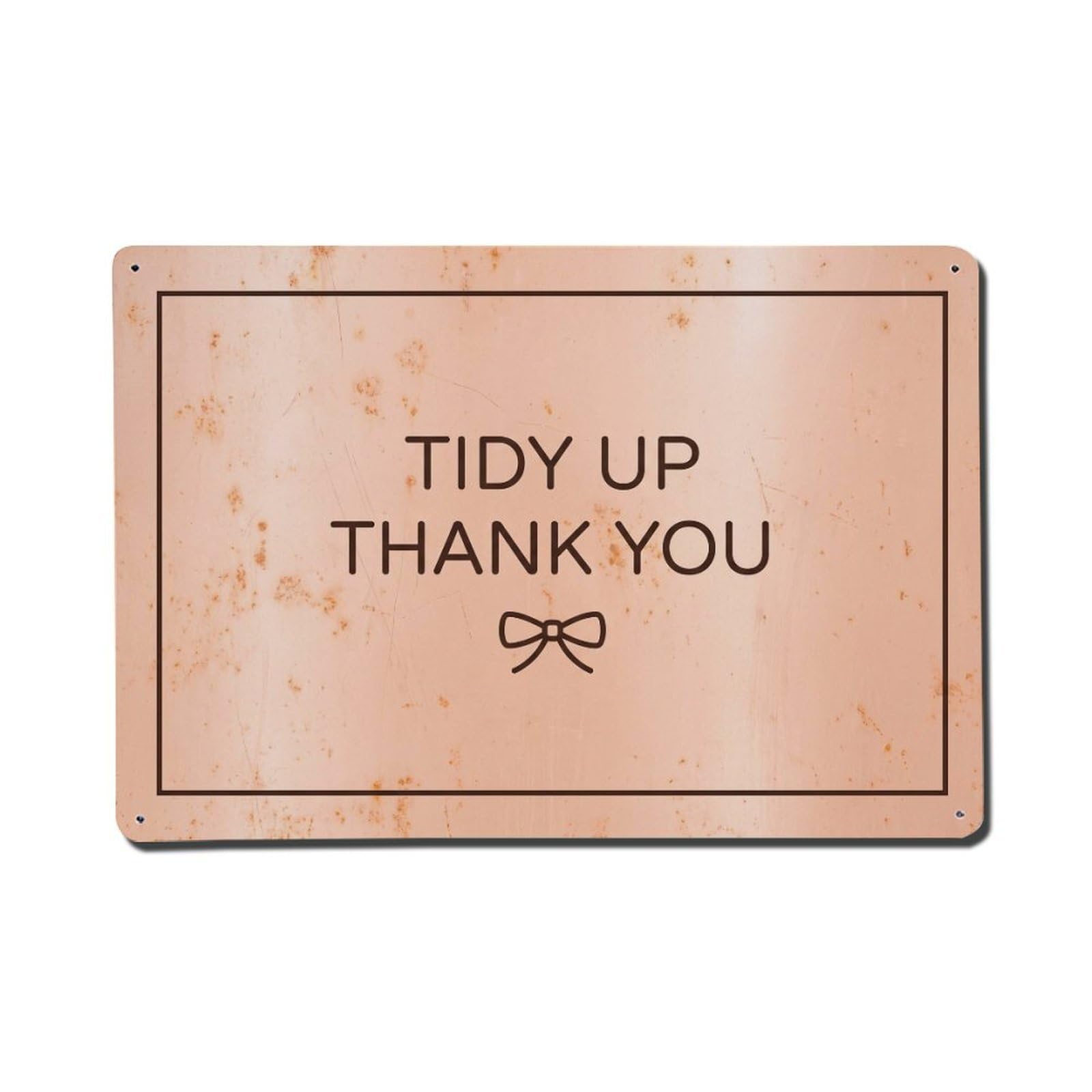 Olhnbad Style Tidy Up Thank You Bathroom Quote Text Layout Metal Tin Sign
