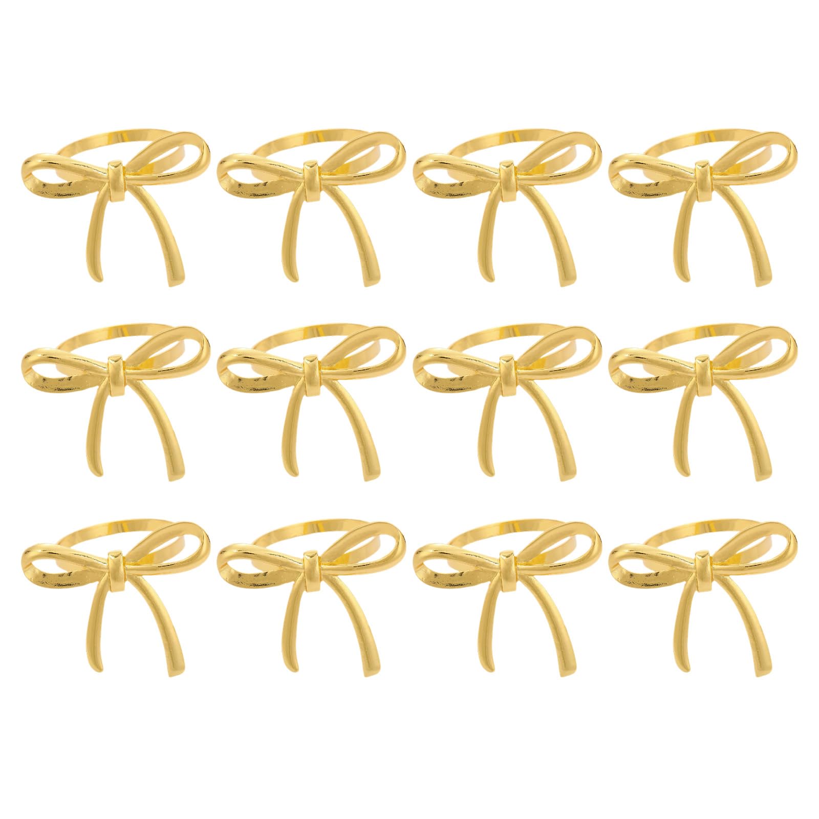 12 Pieces Contemporary Gold Bows Napkin Rings Sophisticated Table Accessories for Any Celebration and Everyday Use Elegant Napkin Circlets Set