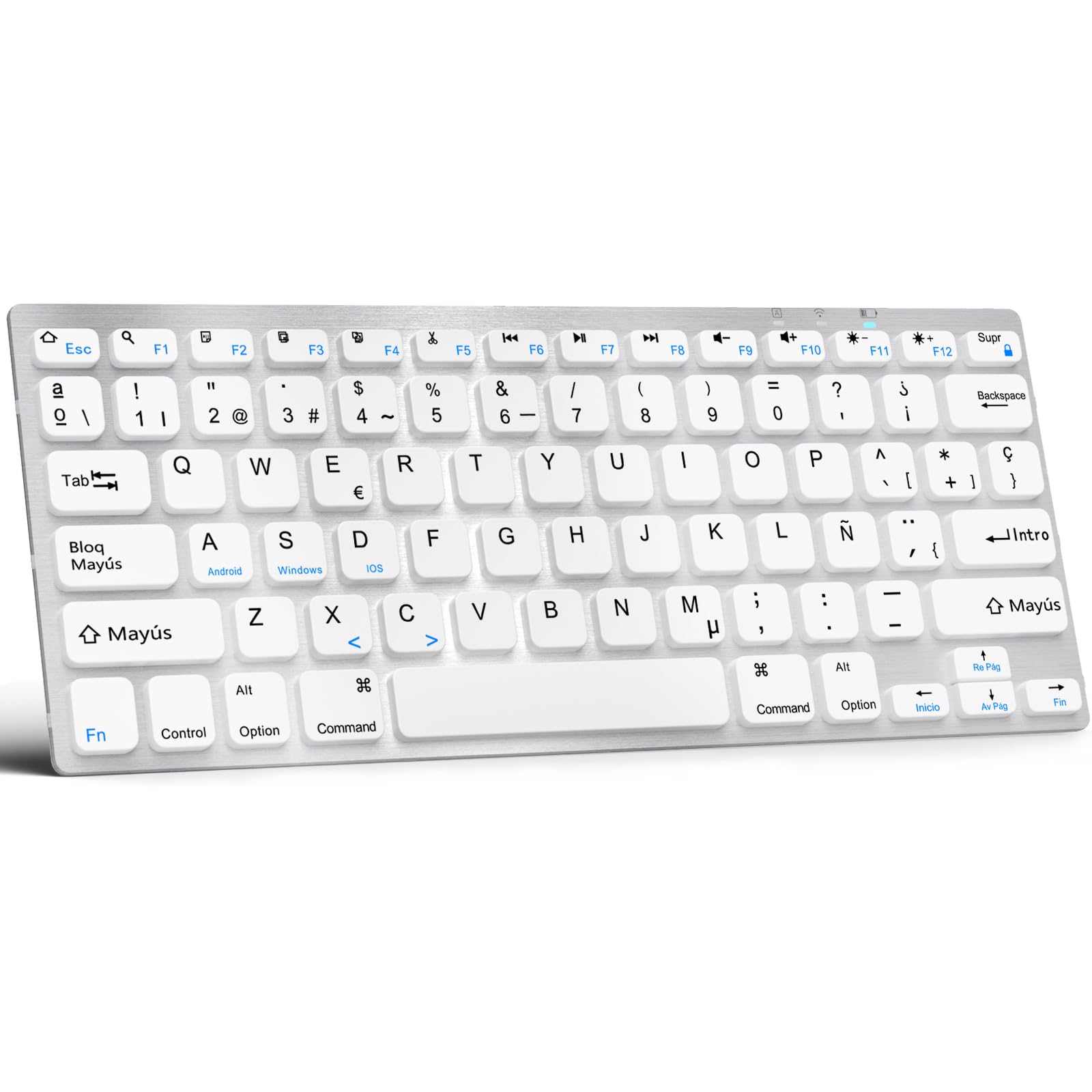 GAOJIE Wireless Keyboard Compatible with iPad 10.2''/10.9''/9.7'', iPad Pro 11''/12.9''/13'', iPad Air 11''/13''/iPad Mini/iPhone, Bluetooth Keyboard for Windows, iOS, Android(Silver White)