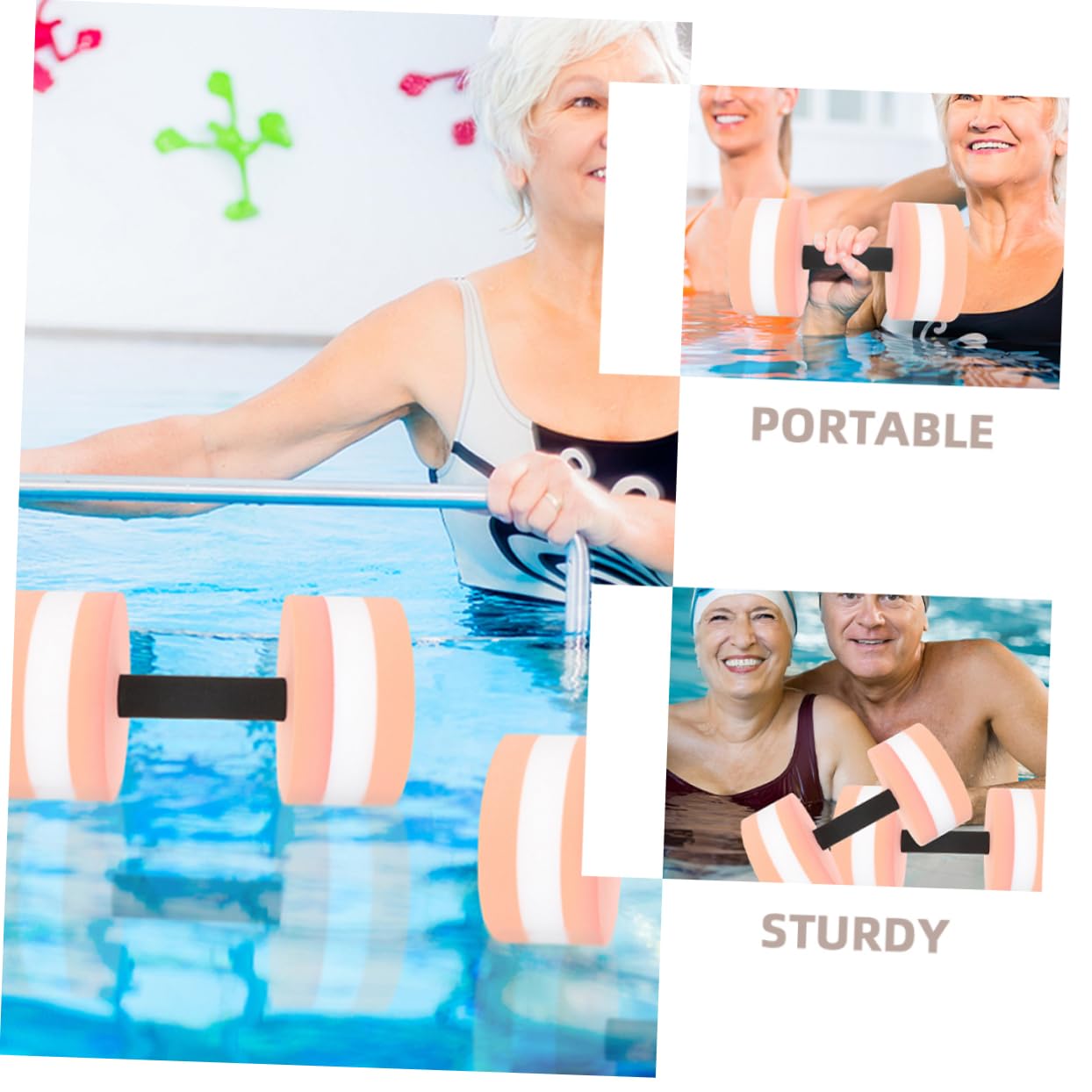 LIOOBO 4 Stück Wasserhanteln für Wassergymnastik Eva Pool Gewichte für Erwachsene für und Wasserübungen Orange Weiß Weiß Leicht und Langlebig
