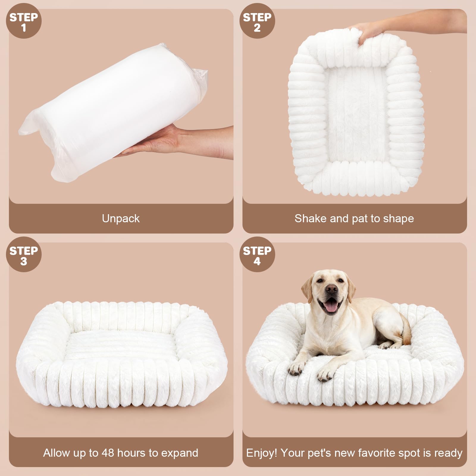 Dog Beds Large Sized Dog, Washable Self Warming Dog Cat Bed Rectangle Orthopedic Large Pet Sofa, Super Soft Plush Rabbit Fur Pet Couch Cute Cat Bed with Removable Zipper Cover & Anti-Slip Bottom - image 6
