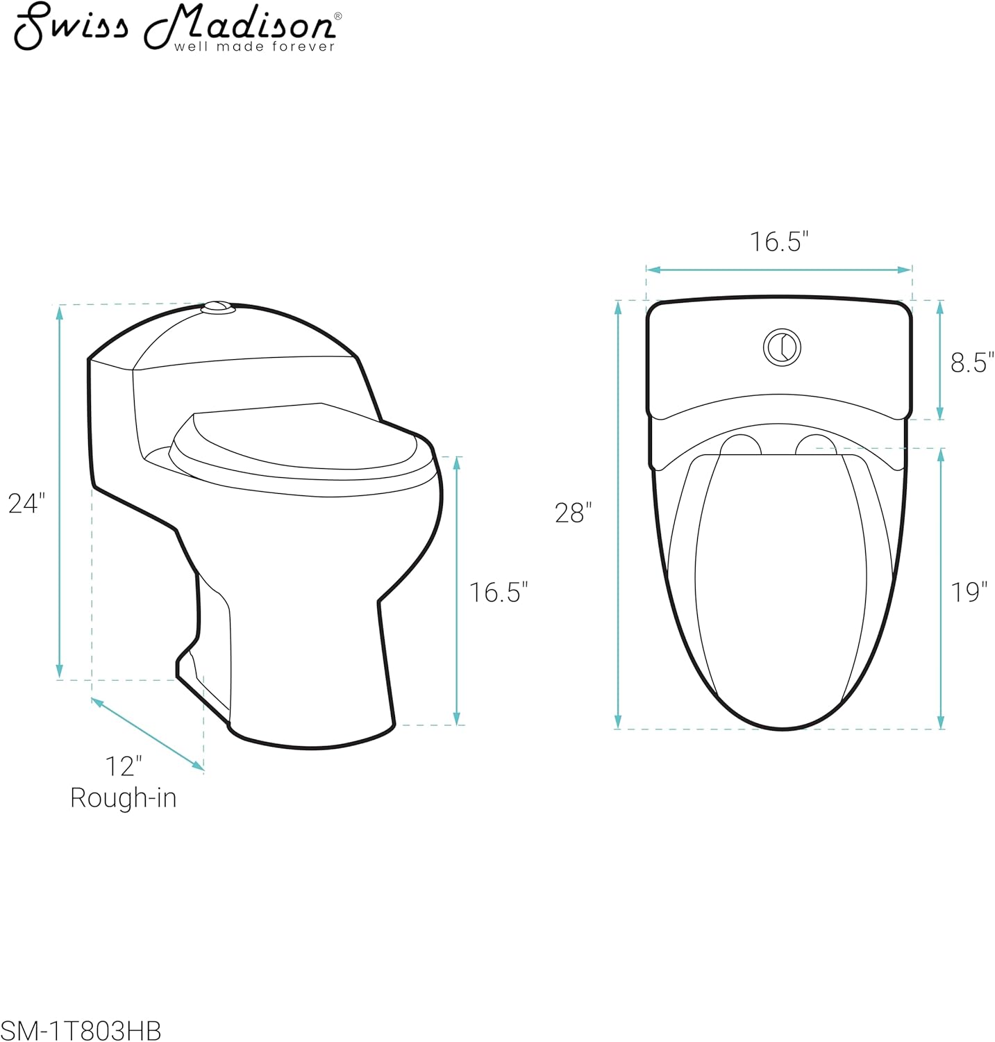 Chateau White Ceramic Elongated Dual Flush Toilet