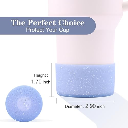 Miniatura 3 de WORBSS - Funda de silicona con purpurina para Stanley Cup H2.0, accesorios de 40 onzas y Hydro Flask de 12 a 24 onzas con cubierta inferior