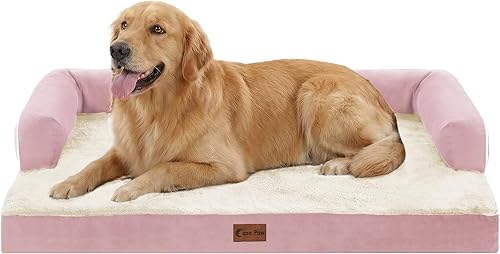 Miniatura 38 de Cama ortopédica para perros extragrandes, cama de espuma XL con forma de caja de huevos impermeable con lados 45x35 pulgadas, cama de sofá para