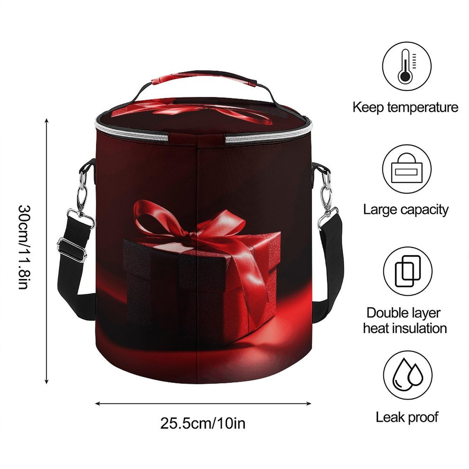 Caja de regalo de cinta roja, bolsa térmica suave con múltiples bolsillos, bolsa de playa aislada a prueba de fugas, enfriador plegable para playa, viajes y trabajo