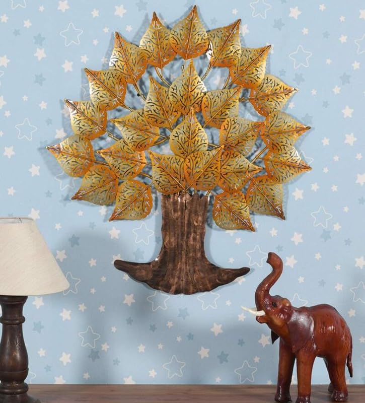 Image of Bharat Art Metal Tree Wall Art with LED Light for Living Room | Handcrafted Iron Tree Wall Hanging Home Decoration for Bedroom, Hall, Office & Entrance | Larch Tree | 24 * 2 * 24 inch | WD080
