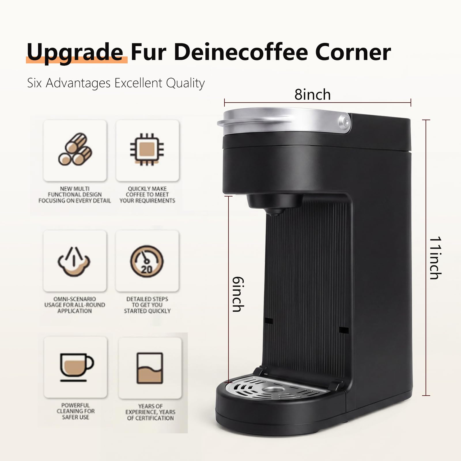 Cafetera Capsulas, Cafetera Multicápsulas con Aislamiento Térmico y Función De Calentamiento, La Máquina De Café Multicápsulas para Cápsulas K-Cup, Negro, 360ml