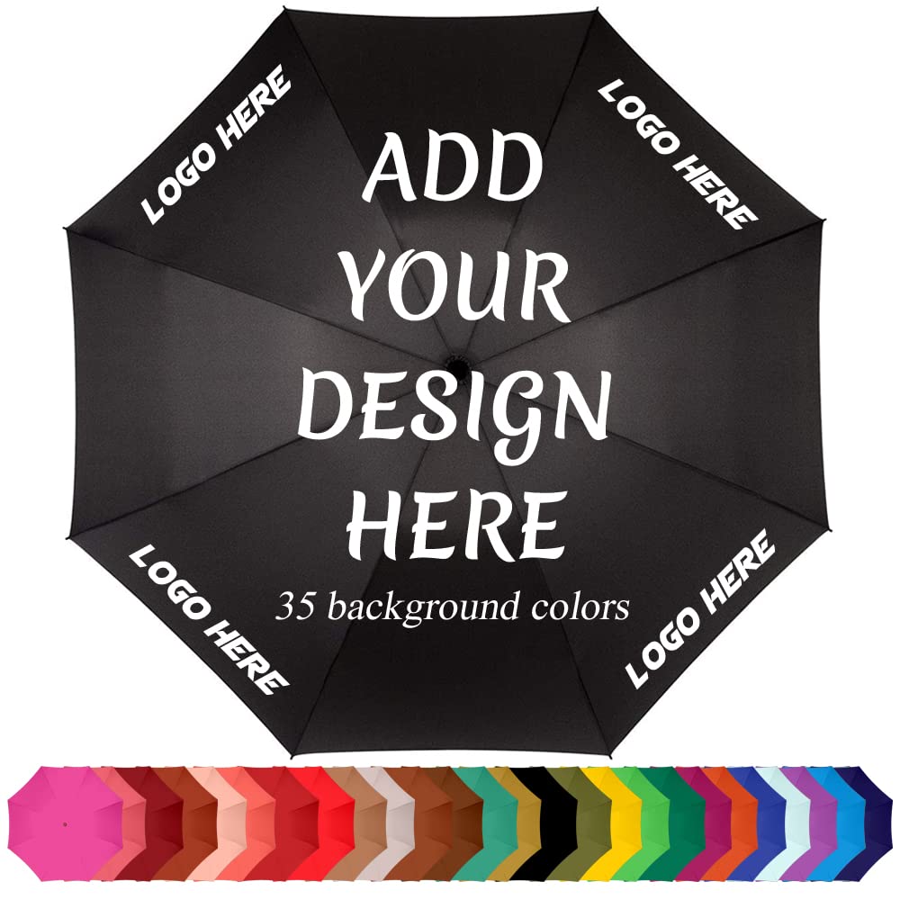 FavorPlus Men's Umbrella with 8 Ribs, 21.7 in Diameter, 25.6 in Opened Length, Made from 100% Polyester Pongee Waterproof Fabric, with 4 Logo Print