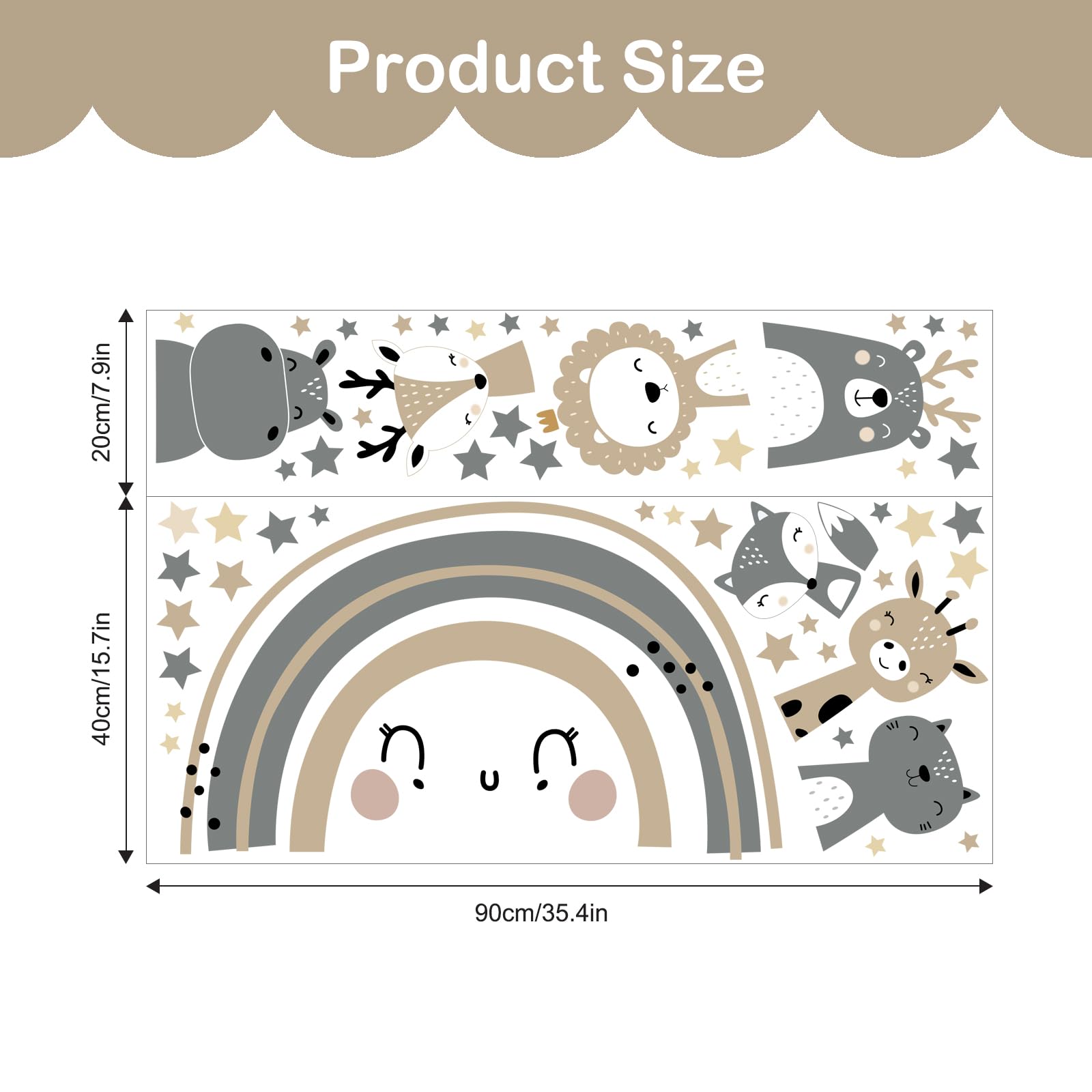 Adesivi Murali Animali Safari Giraffa Leone Grigio Stickers da Parete per Bambini