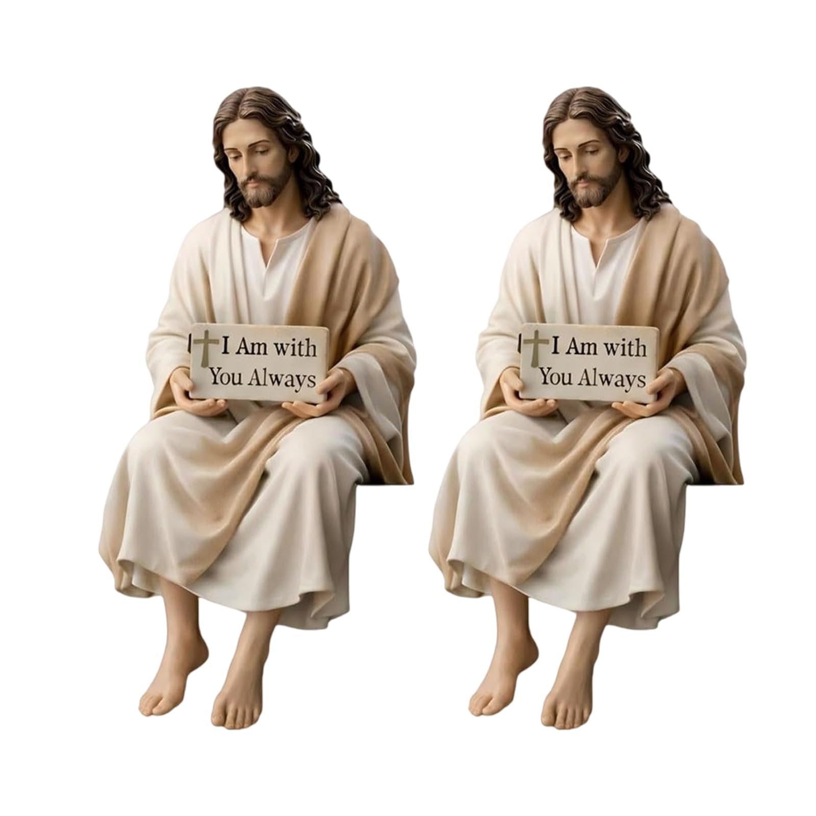 HDOYTXXM Resin Religious Sculpture with Companionship Inscription Plaques Desk Companionship Figurine for Meaningful Gift Giving Spiritual Gift