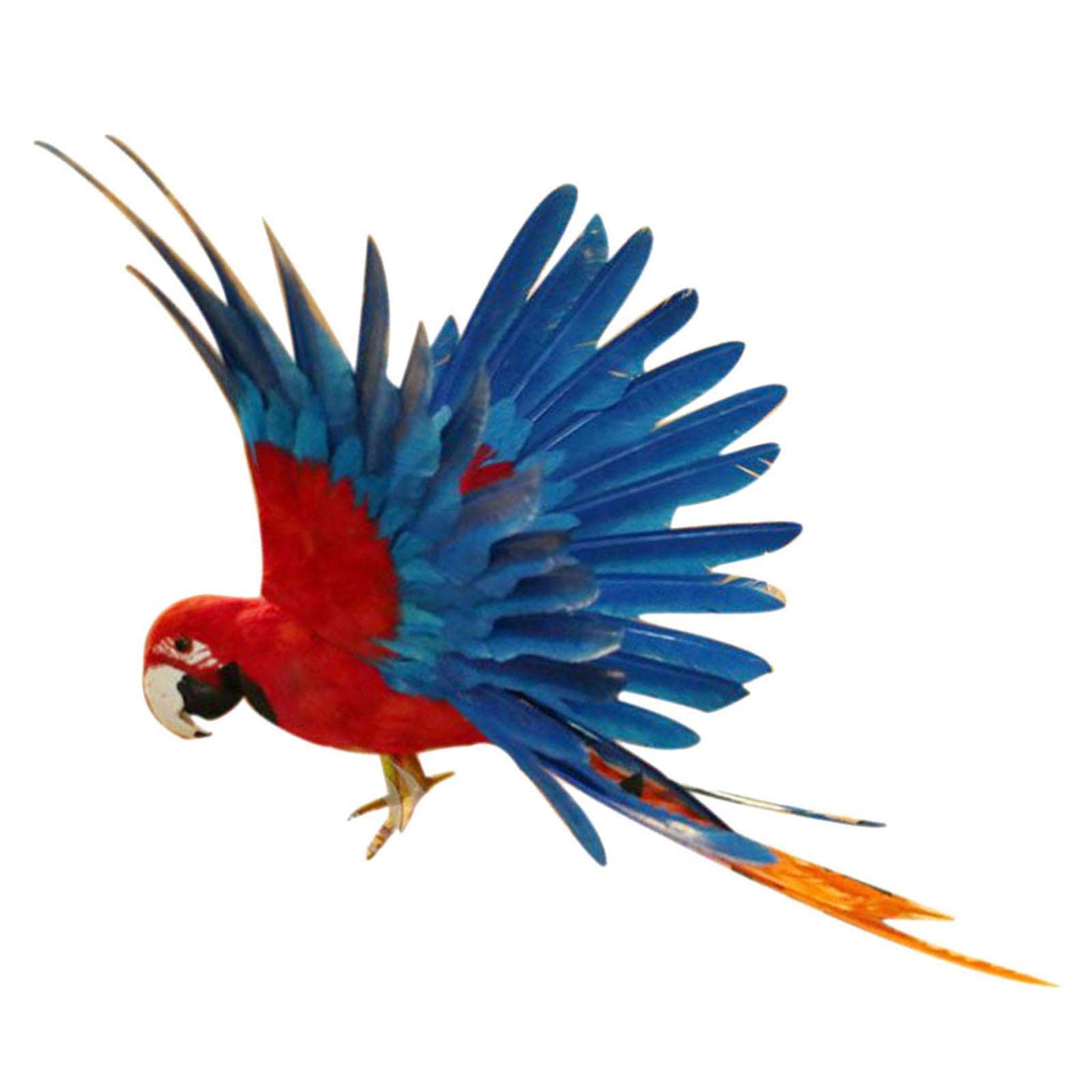 B Blesiya Artificial Birds Flying Parrot Restic Bird Animal Bird Garden Figurine Deco Figurine Decoration Bird Scarer Garden Ornament - 15.7inch Red and Blue