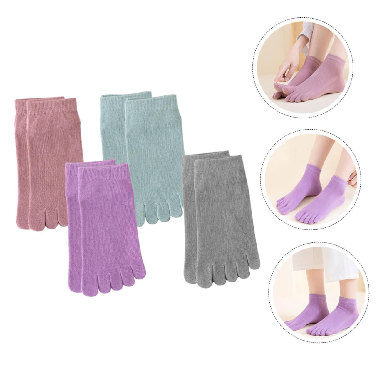 PACKOVE 3 Series Calcetines De Punta Calcetines De Mujer Cortar Mujer Invisibles De Cinco Dedos Bajo De Algodón Para Mujeres Cortos 4 Pares*3