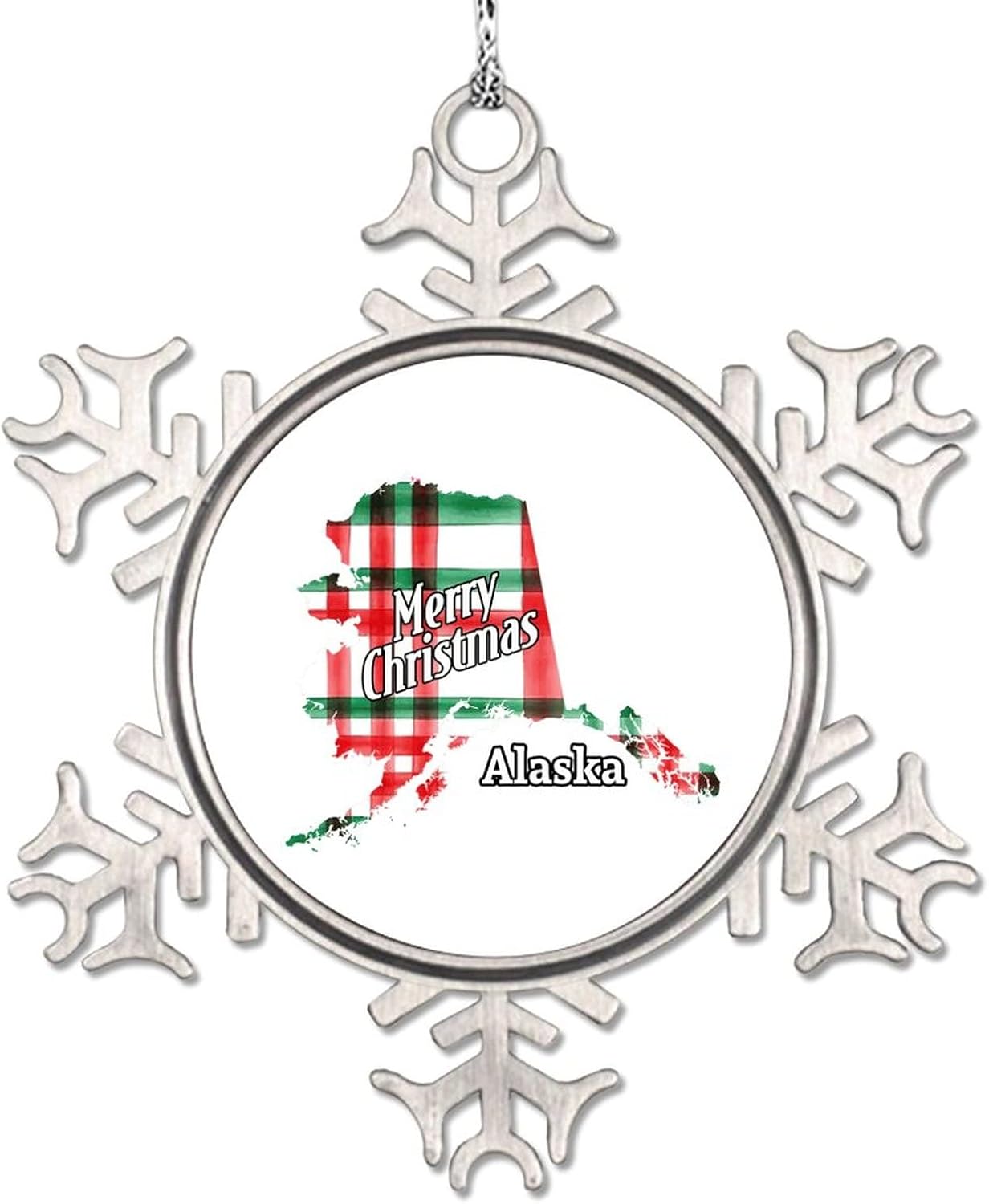 Snowflake Ornaments US State Home State Personalized Christmas Ornaments 2022 Merry Christmas Ornaments for Christmas Trees Metal Souvenir Xmas Tree Hang Pendant Exchange Long Distance Gift 3 Inch