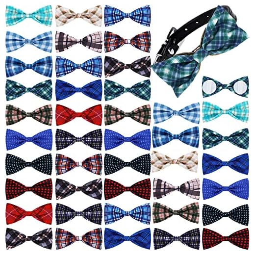 16 Pieces Dog Bow Ties Slide Dog Collar Bows Summer Hawaiian Styles Dog Collar Attachment Bows with Rubber Bands Dog Bow Ties for Large Dogs Spring Summer Grooming Independence Day(Classic Style)