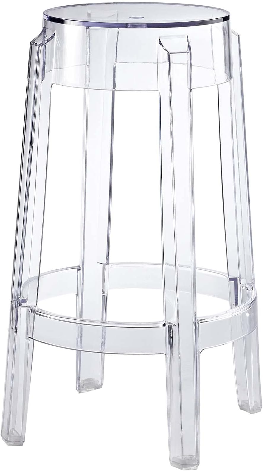 Casper Modern Acrylic Counter Bar Stool in Clear - Fully Assembled