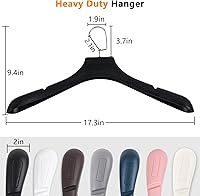Vista 2 de DEDU Perchas de traje para hombres, paquete de 10 perchas para suéteres, sin protuberancia, antideslizantes, ancho de 17.7 pulgadas, perchas
