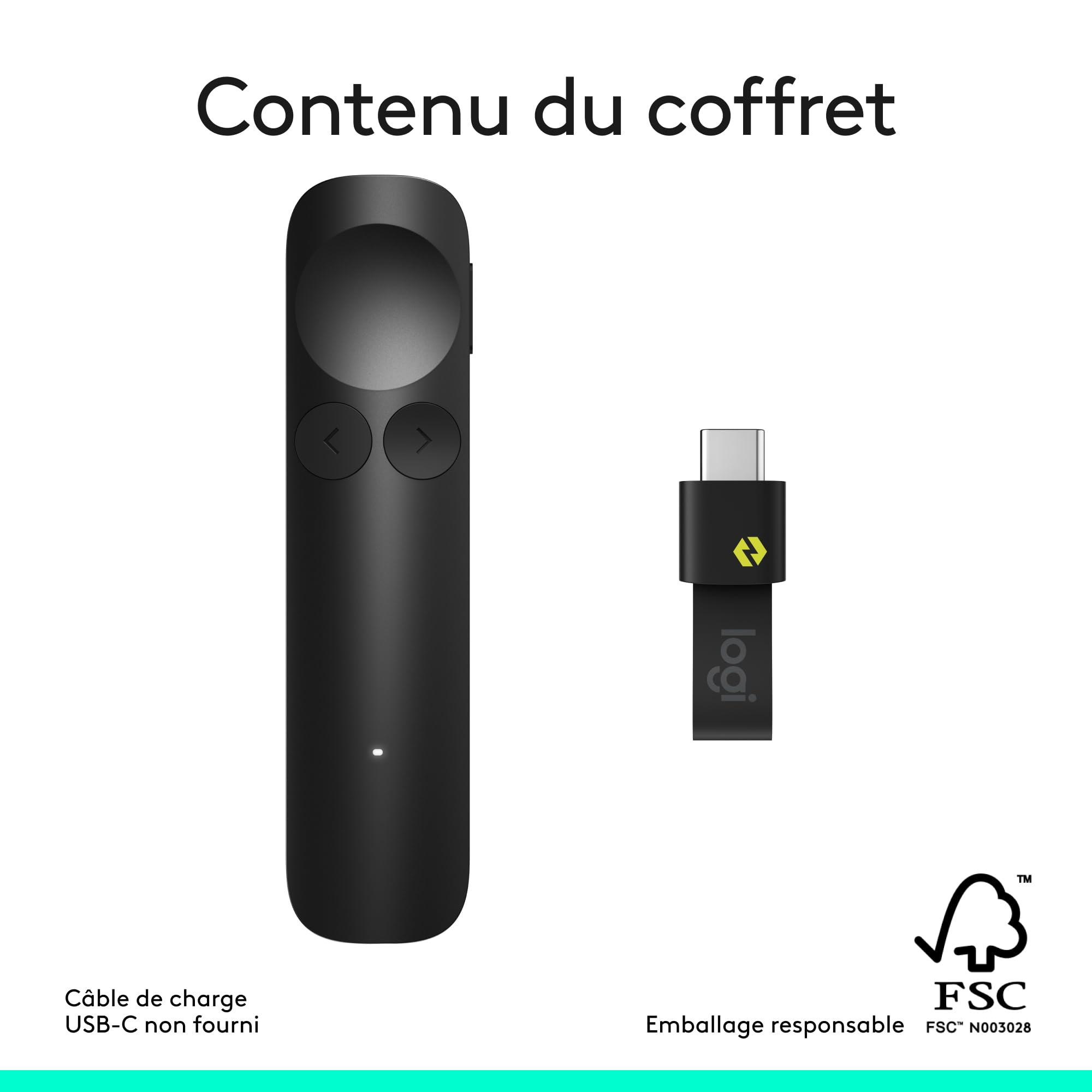 Logitech Spotlight 2 télécommande de présentation sans fil avec retour haptique, pointeur laser Bluetooth USB-C Noir