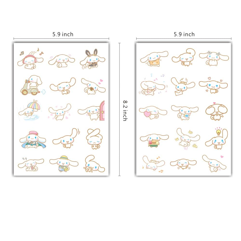 Miniatura 3 de 8 hojas de tatuajes temporales de Cinnamoroll para niños, decoraciones de fiesta de cumpleaños de Cinnamoroll para niños, suministros de fiesta